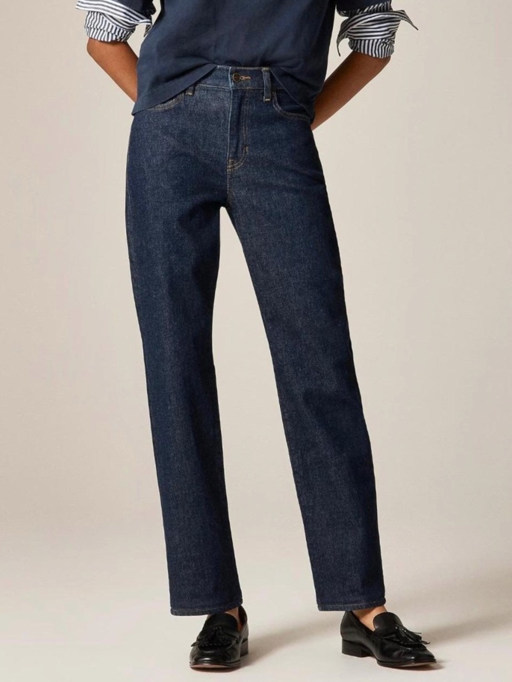 J.Crew Nipped Straight High Rise Jeans Dark Wash Semi-Stretch Denim 30 Petite